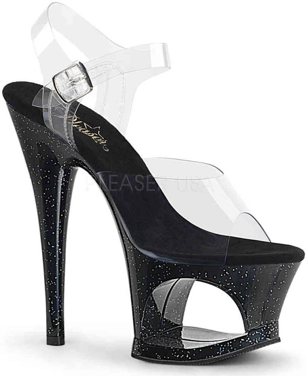 EU 35 = US 5 | MOON-708MG | 7 Heel, 2 3/4 Cut-Out PF Ankle Strap Sandal